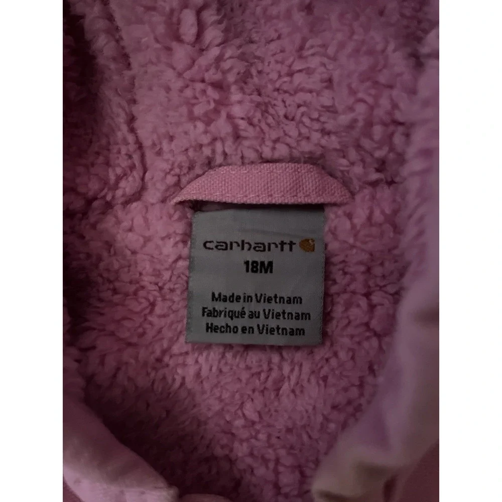 Carhartt Sherpa Lined Jacket Girl's Size 18M Pink Full Zip Hooded